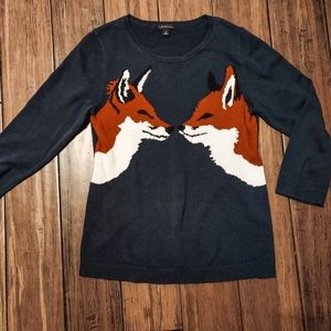 Ann Taylor Kissing Fox Knit Sweater M Medium